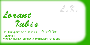 lorant kubis business card